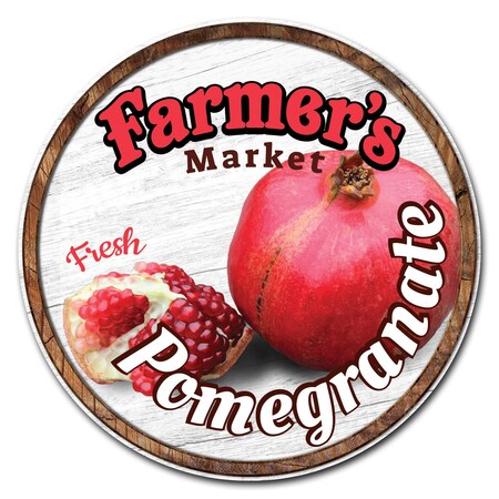 Signmission Corrugated Plastic Sign W/ Stakes 24in Circular-Farmers Market Pomegranate, C-24-CIR-WS-Pomegranate C-24-CIR-WS-Pomegranate